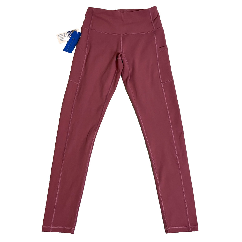NWT Ewedoos 7/8 Athletic Leggings Womens M Maroon Pockets Stretch Comfort